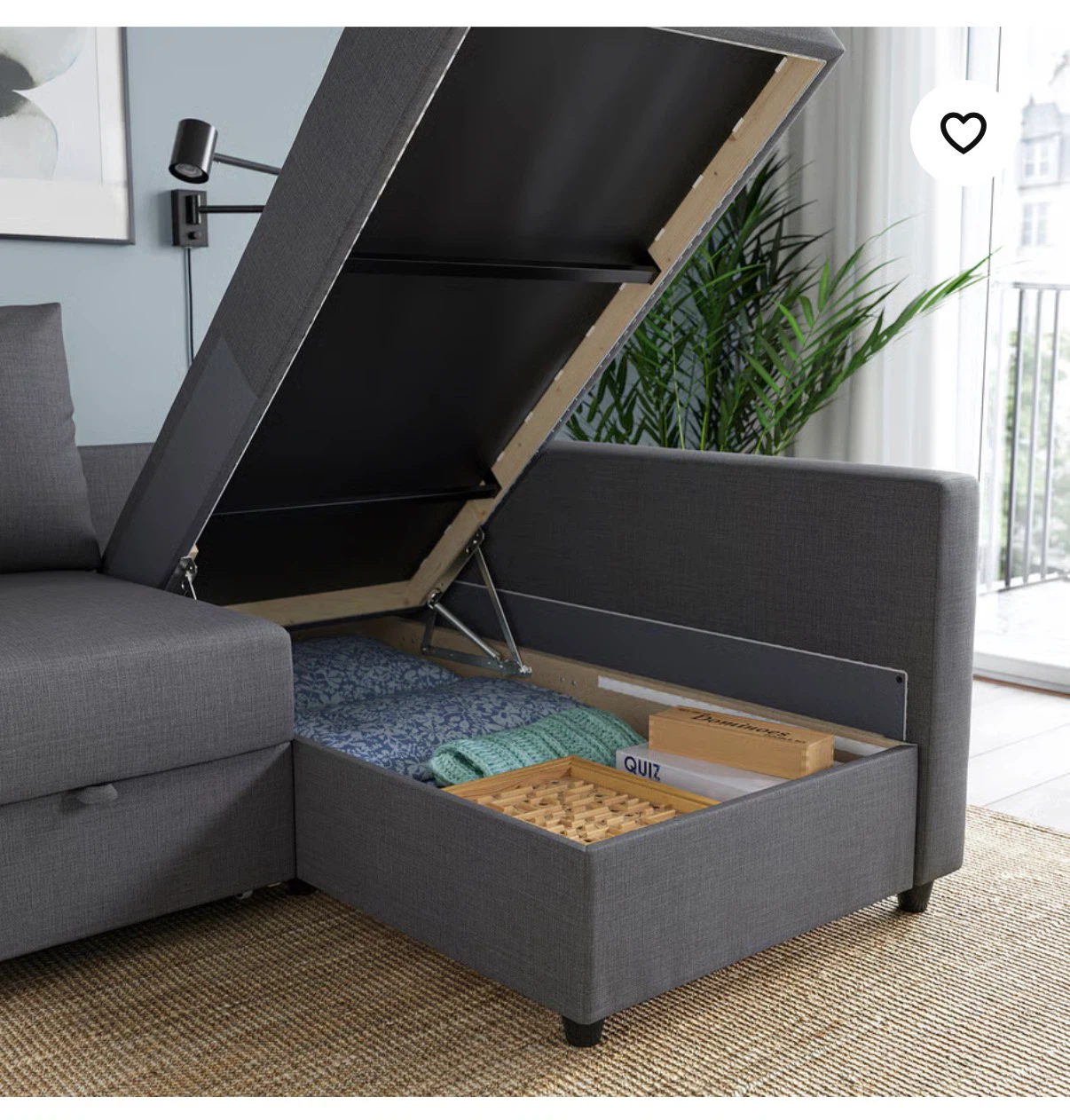 IKEA FRIHETEN Corner Sofa-Bed with Storage – Dark Grey - photo 2
