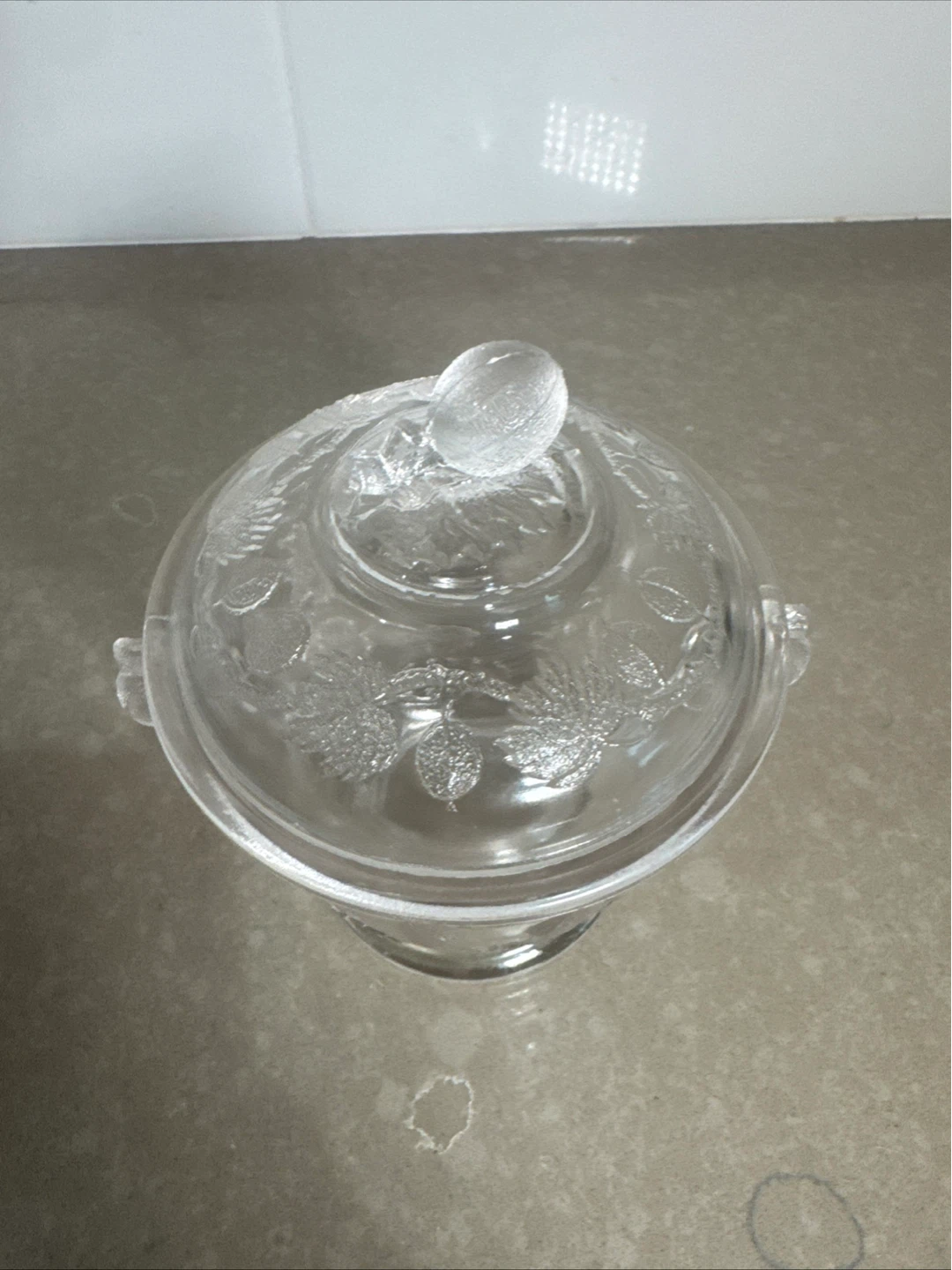 Clear Glass Embossed Lidded Jar - photo 2
