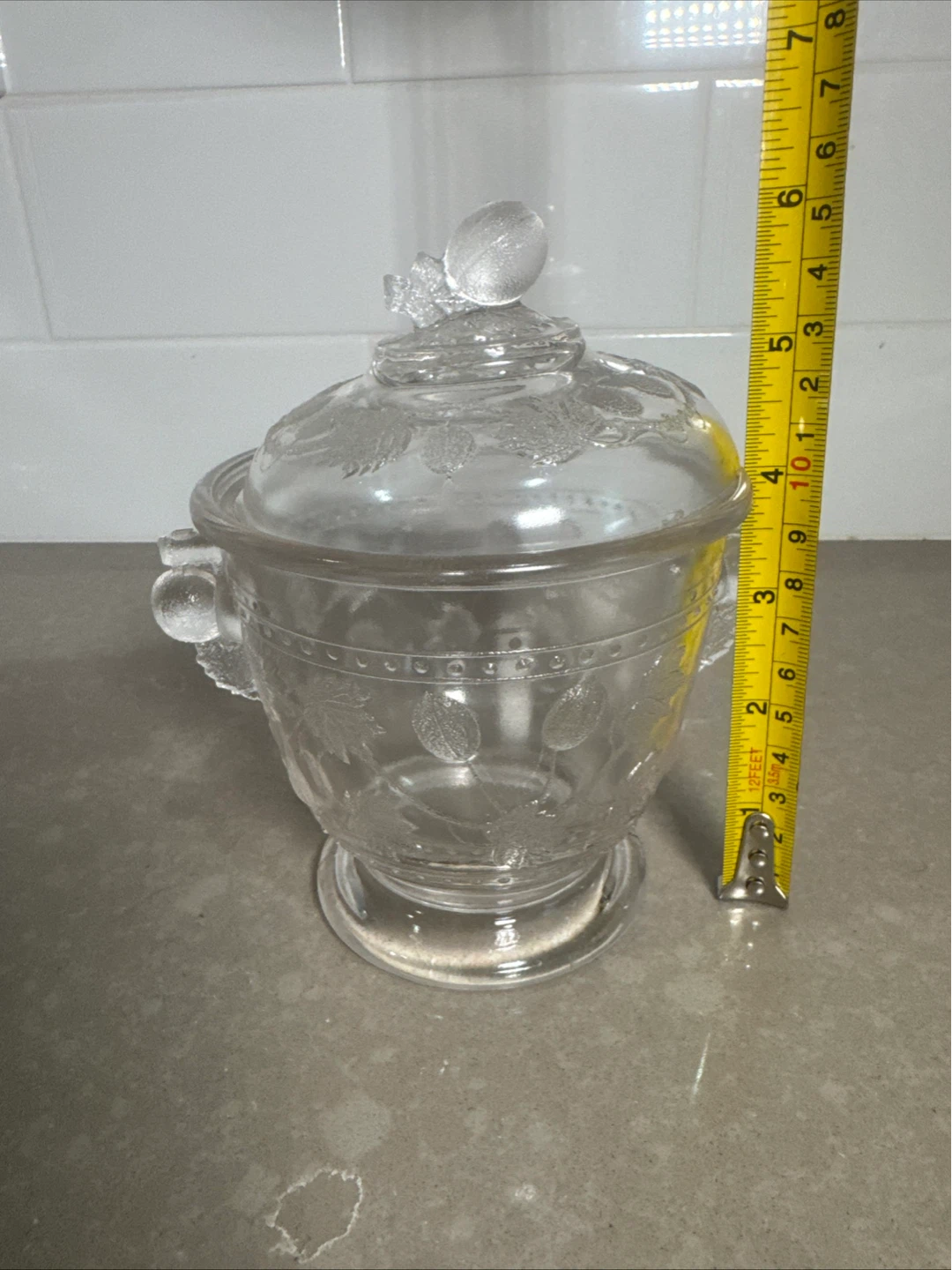 Clear Glass Embossed Lidded Jar - photo 5
