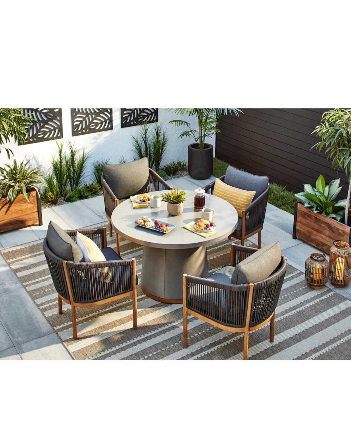 Round Metal Outdoor Dining Table W/ Chairs - photo 4