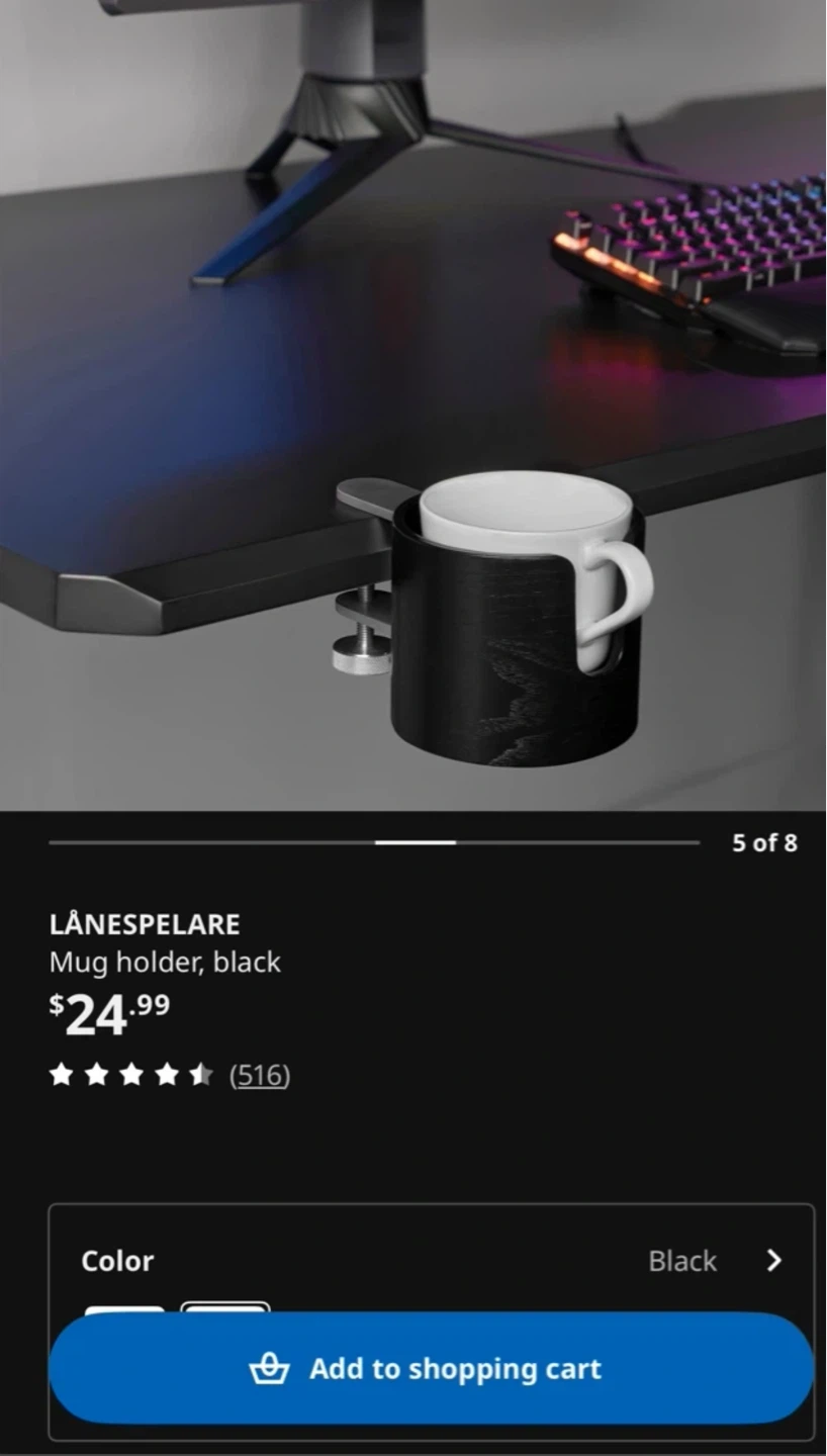 IKEA LANESPELARE Mug Holder, Black