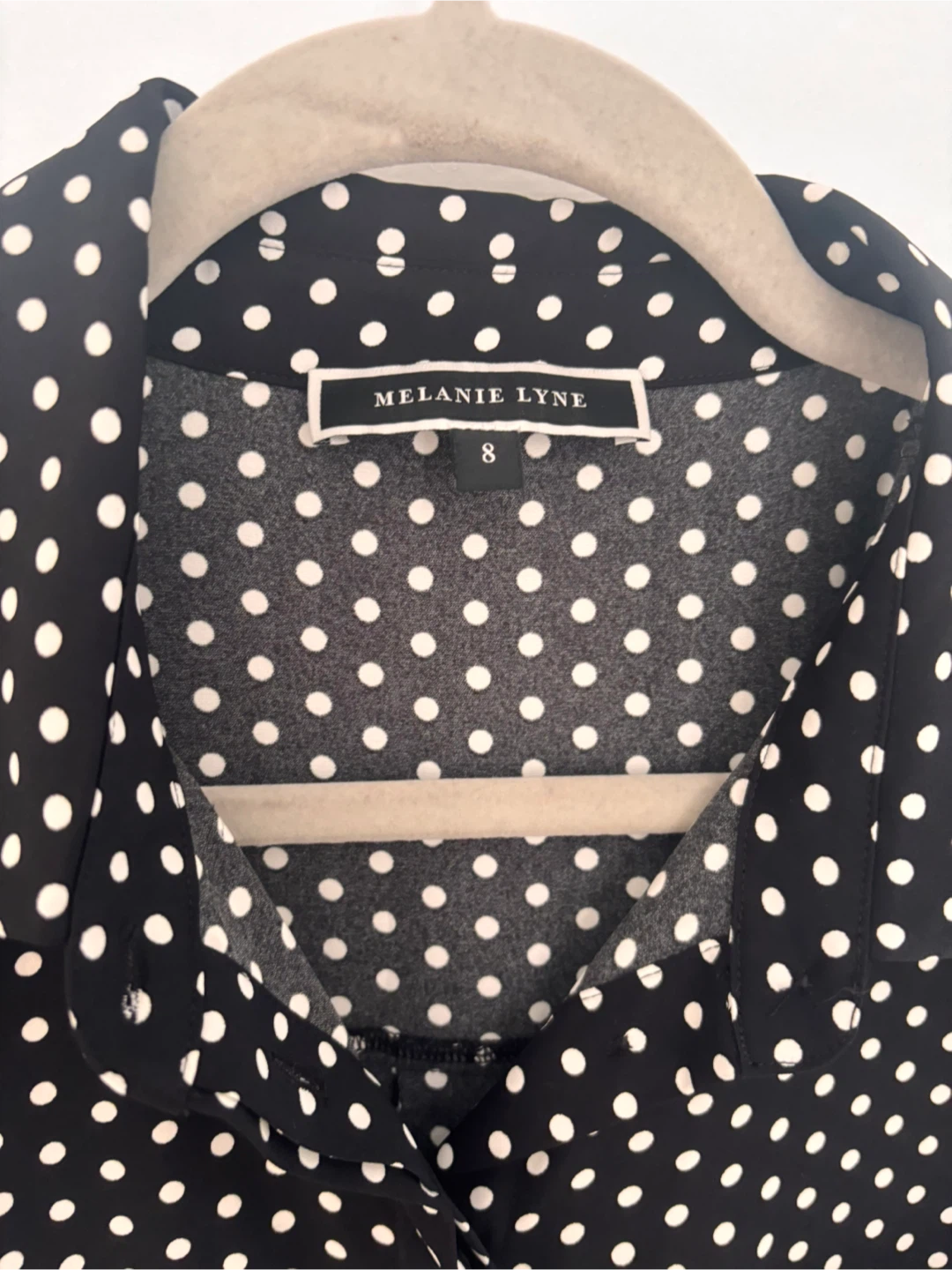 Melanie Lyne Black & White Polka Dot Blouse - Size 8 - photo 2
