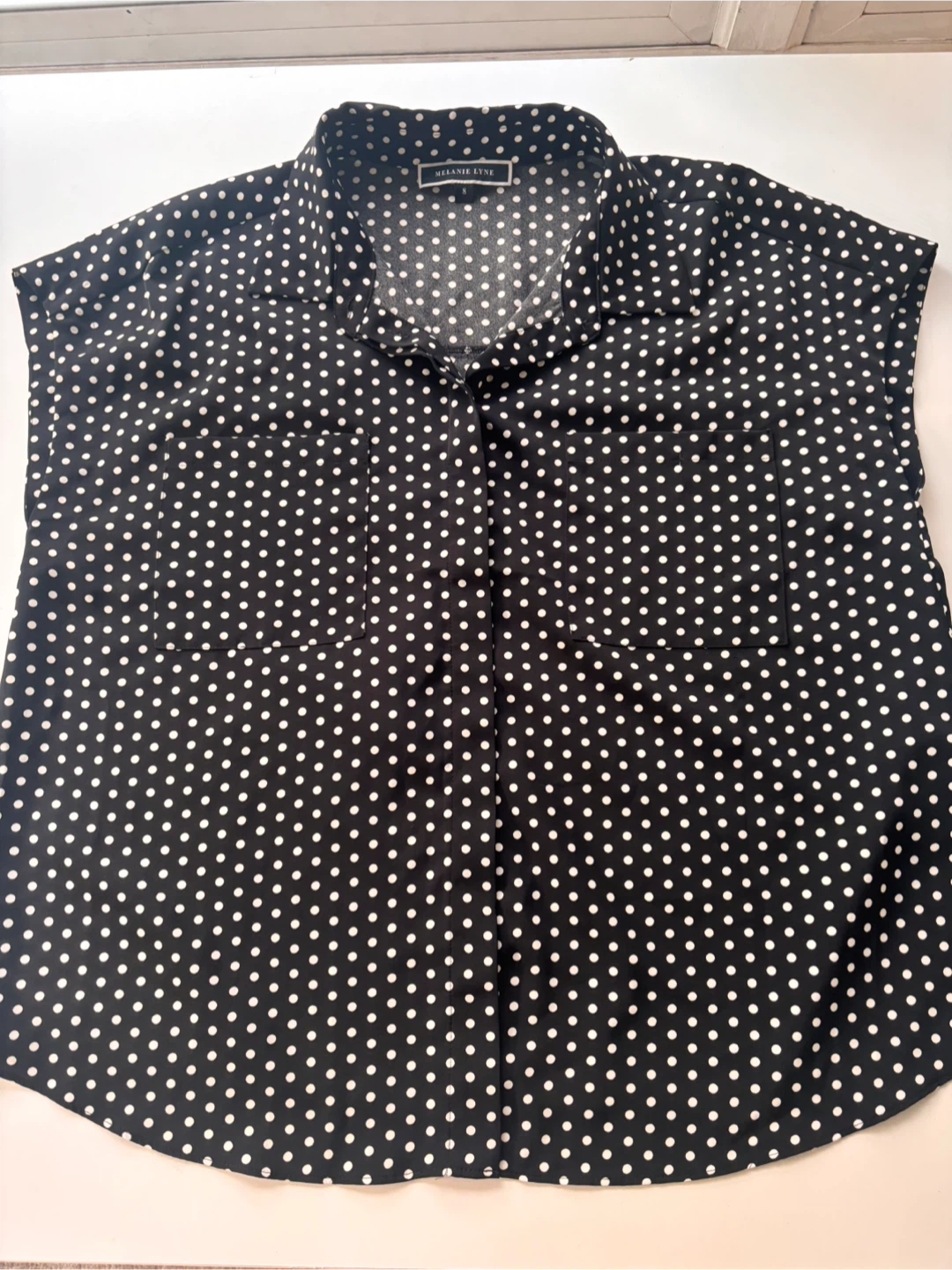 Melanie Lyne Black & White Polka Dot Blouse - Size 8 - photo 4