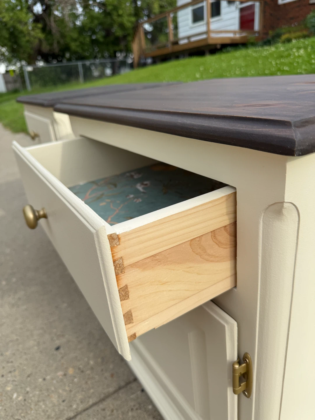 Cream and Dark Wood Nightstands (Pair) - photo 3