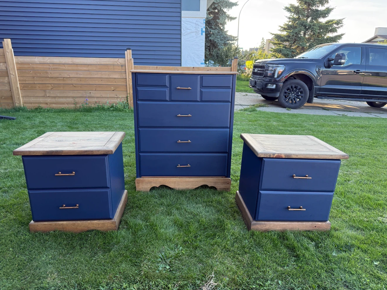 Navy Blue Dresser and Nightstands Set - photo 2