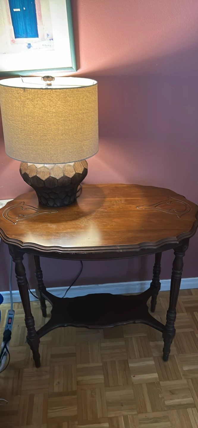 Vintage Wood Side Table with Shelf