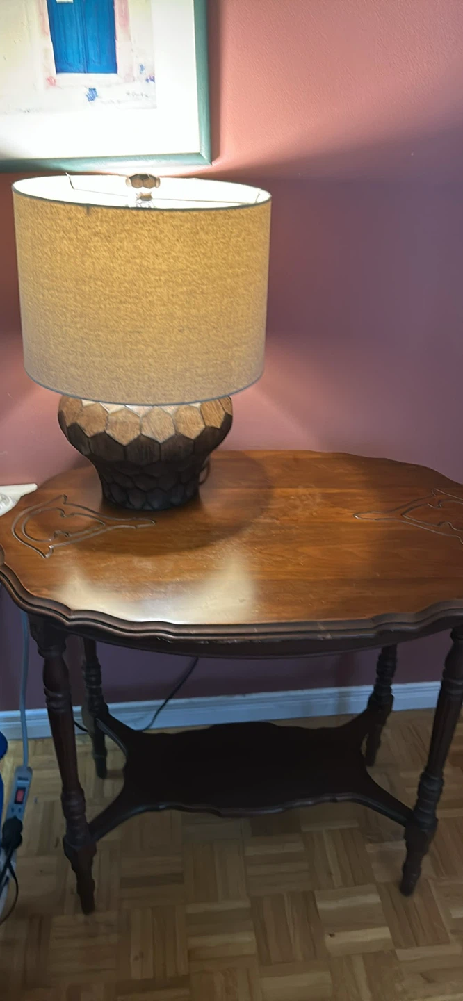Vintage Wood Side Table with Shelf - photo 2