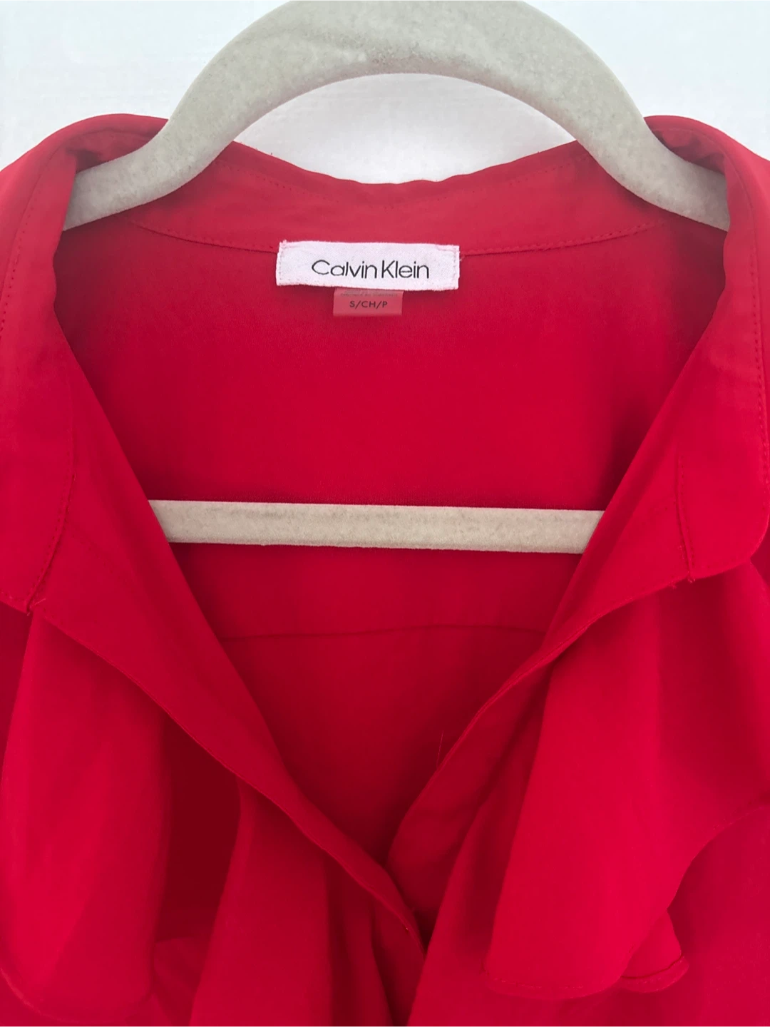 Calvin Klein Red Ruffle Blouse S/CH/P - photo 2
