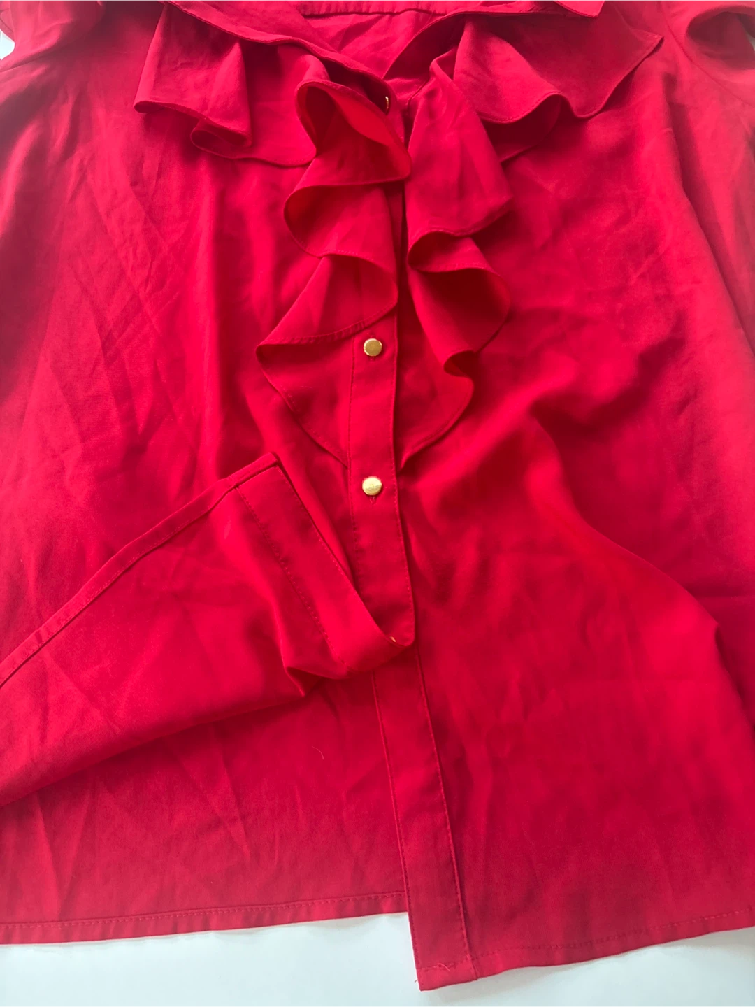 Calvin Klein Red Ruffle Blouse S/CH/P - photo 3