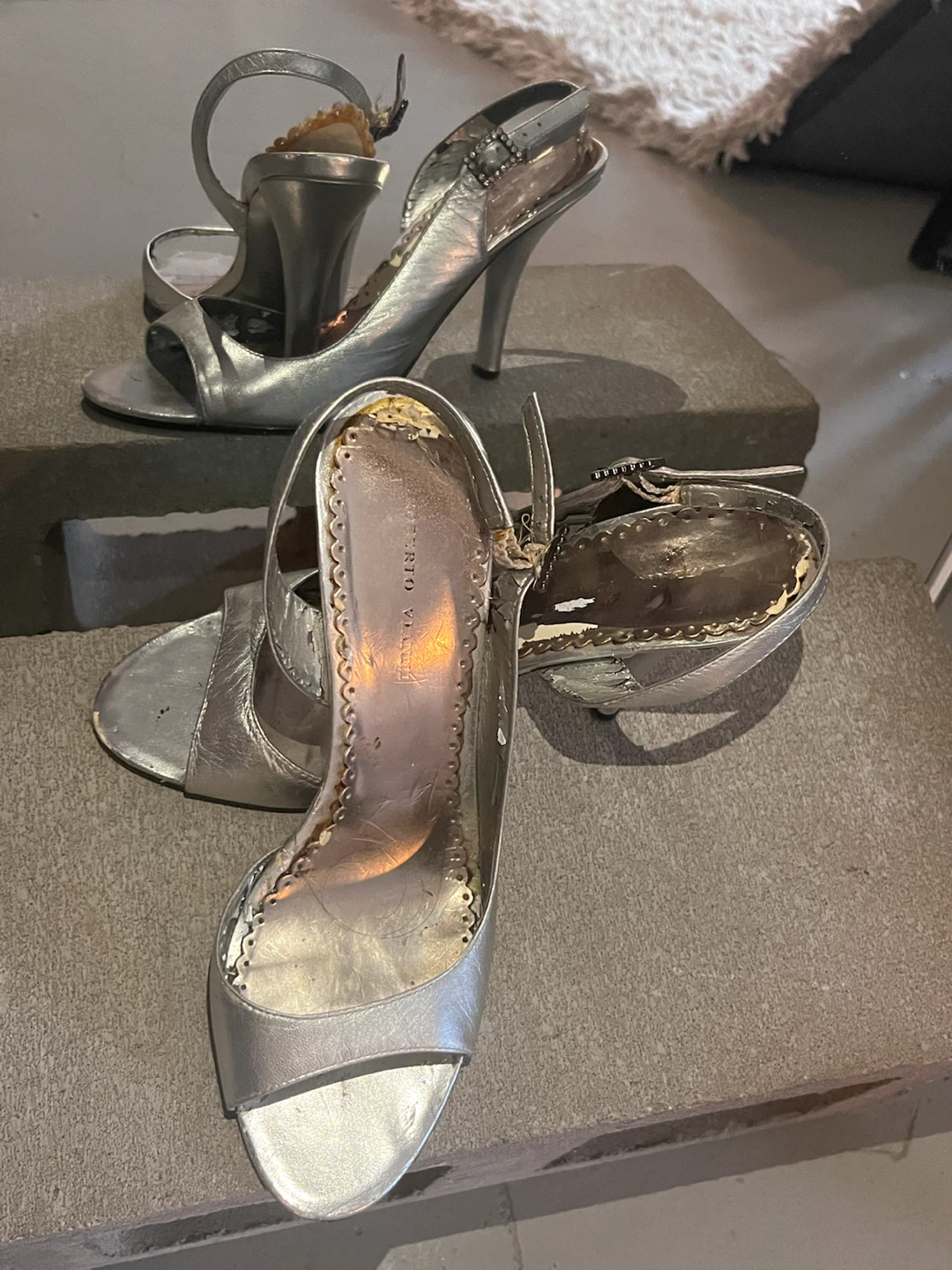 Roberto Vianni Silver Slingback Heels