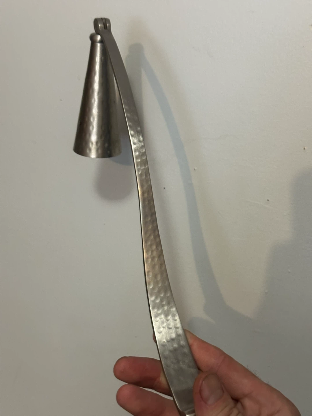Large metal candle snuff hand hammered finish