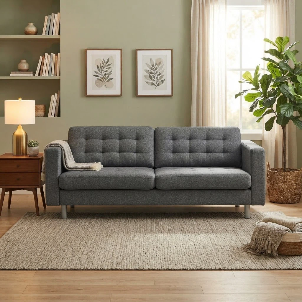 Modern Grey Tufted Sofa