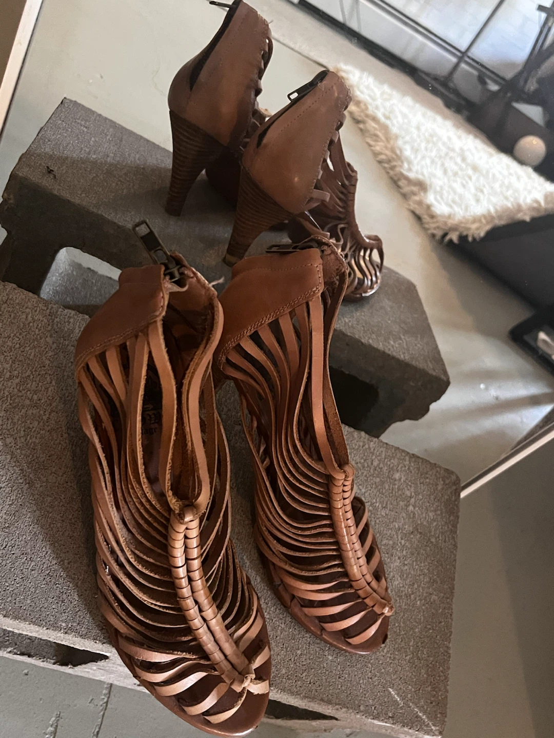 Crown Vintage Brown Strappy Heels