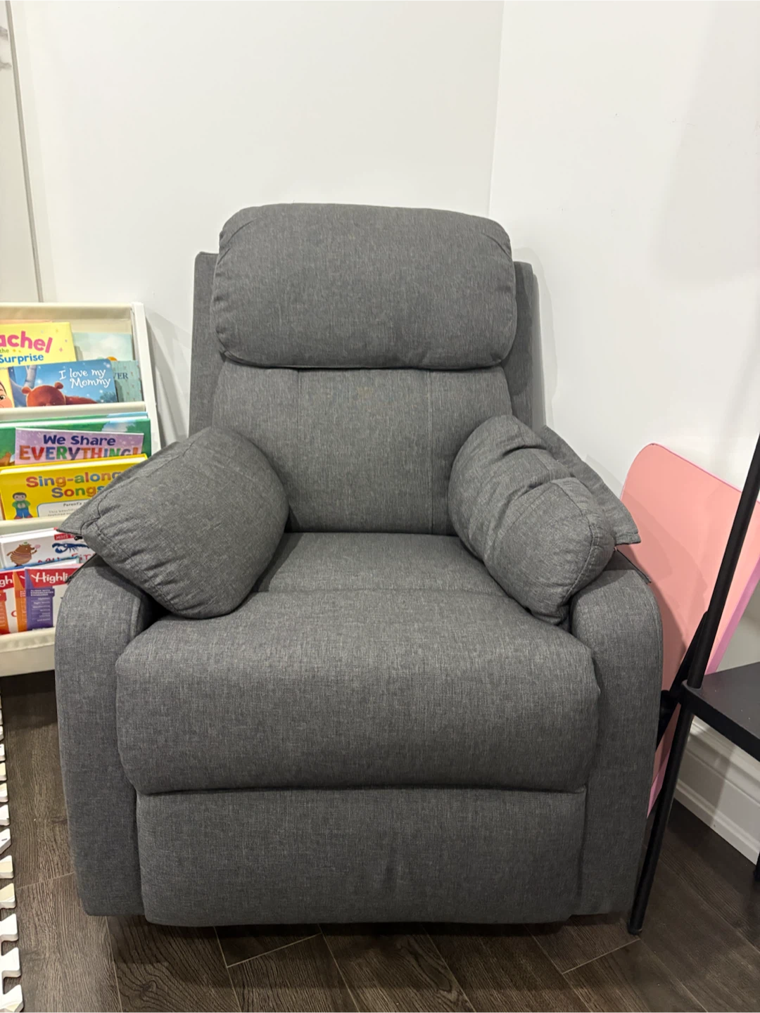 Grey Upholstered Recliner Chair