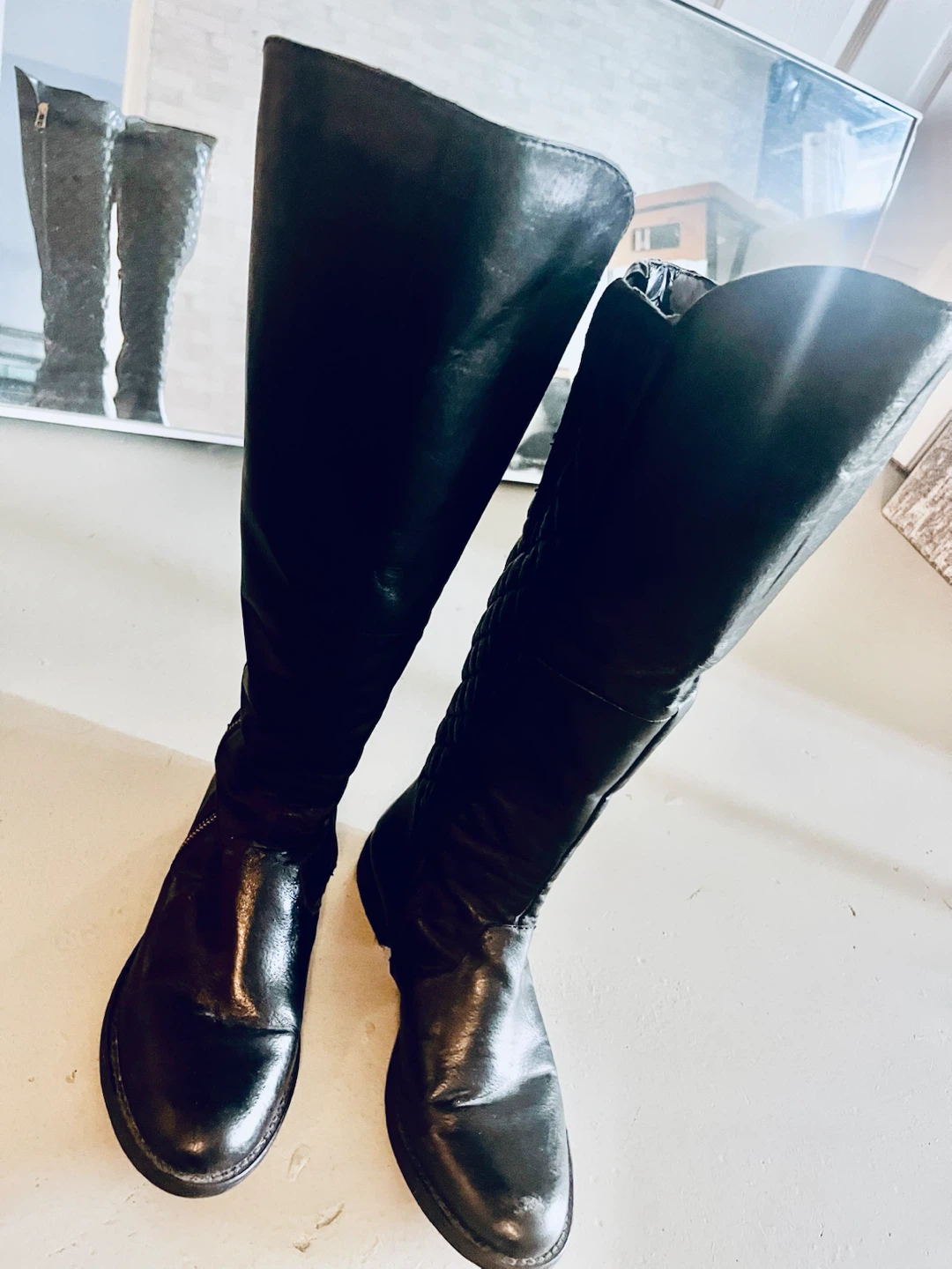 NORTHSIDE Black Leather Knee-High Boots Size 8