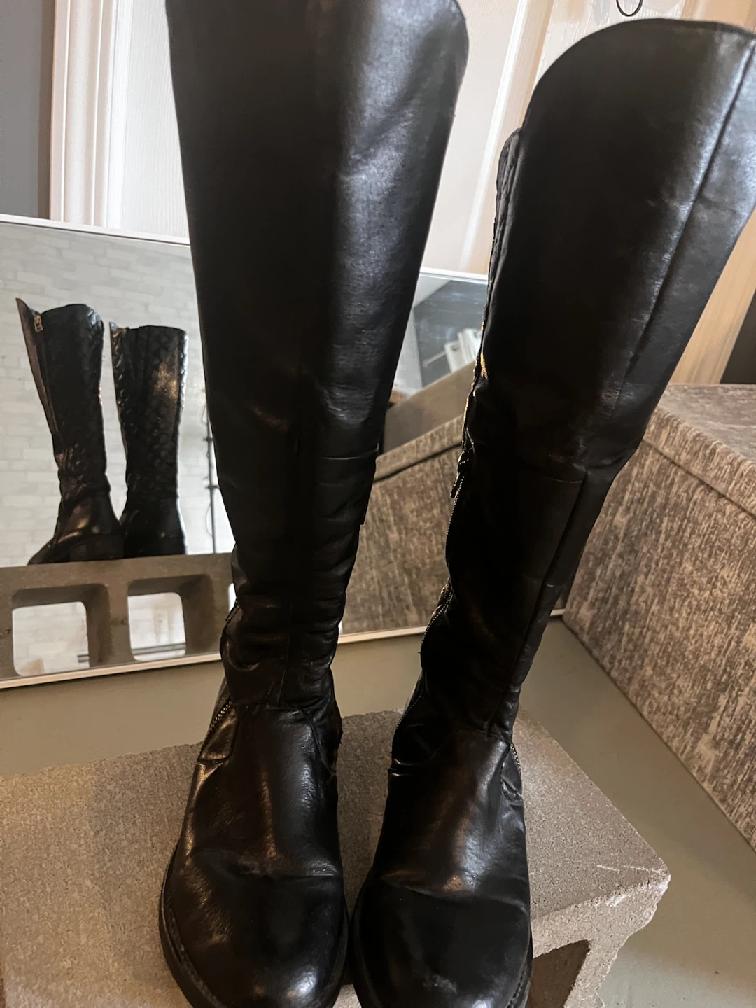 NORTHSIDE Black Leather Knee-High Boots Size 8 - photo 2