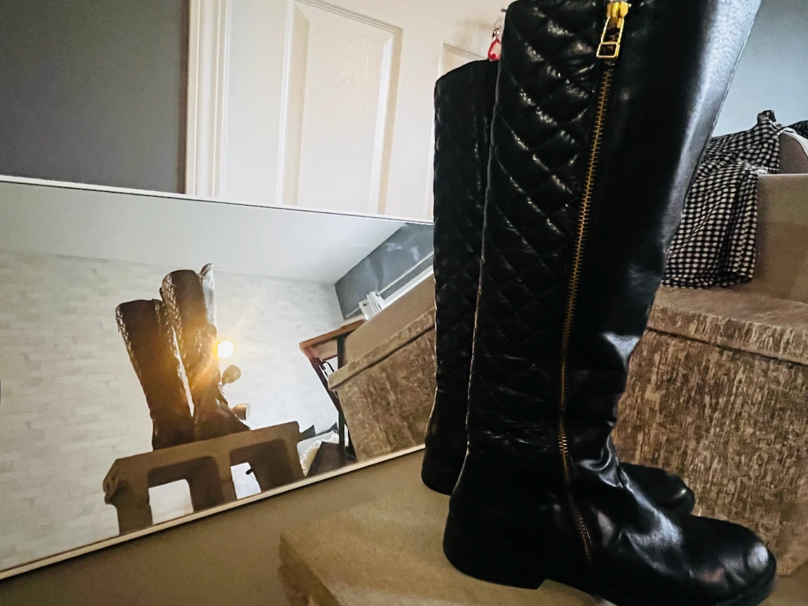 NORTHSIDE Black Leather Knee-High Boots Size 8 - photo 3