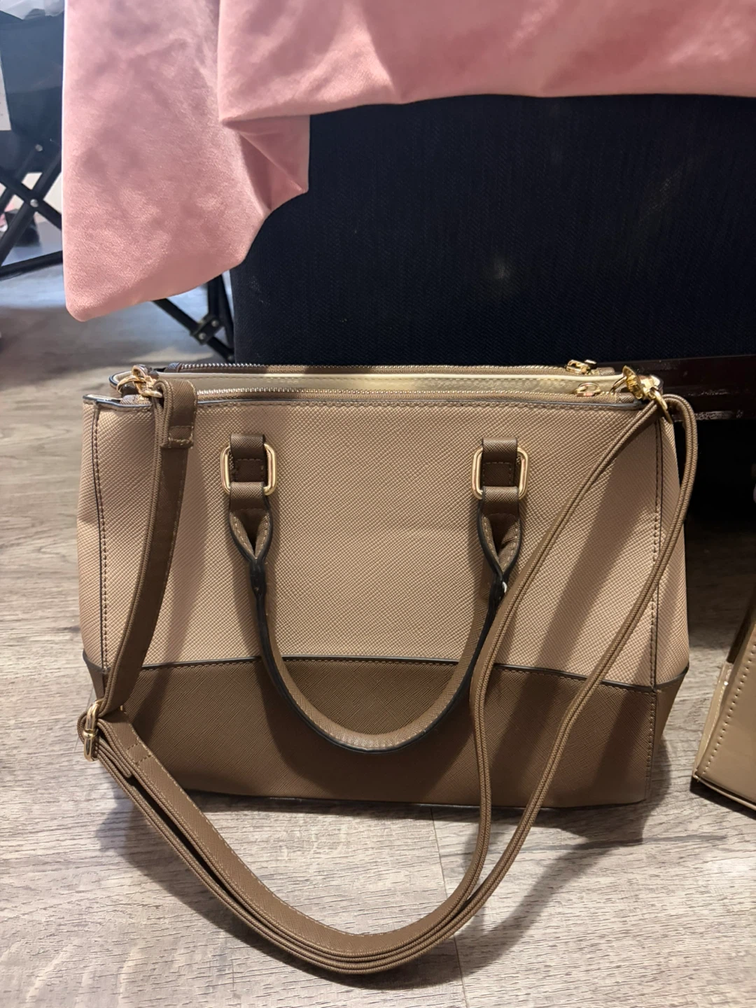Beige Faux Leather Tote Handbag - photo 2