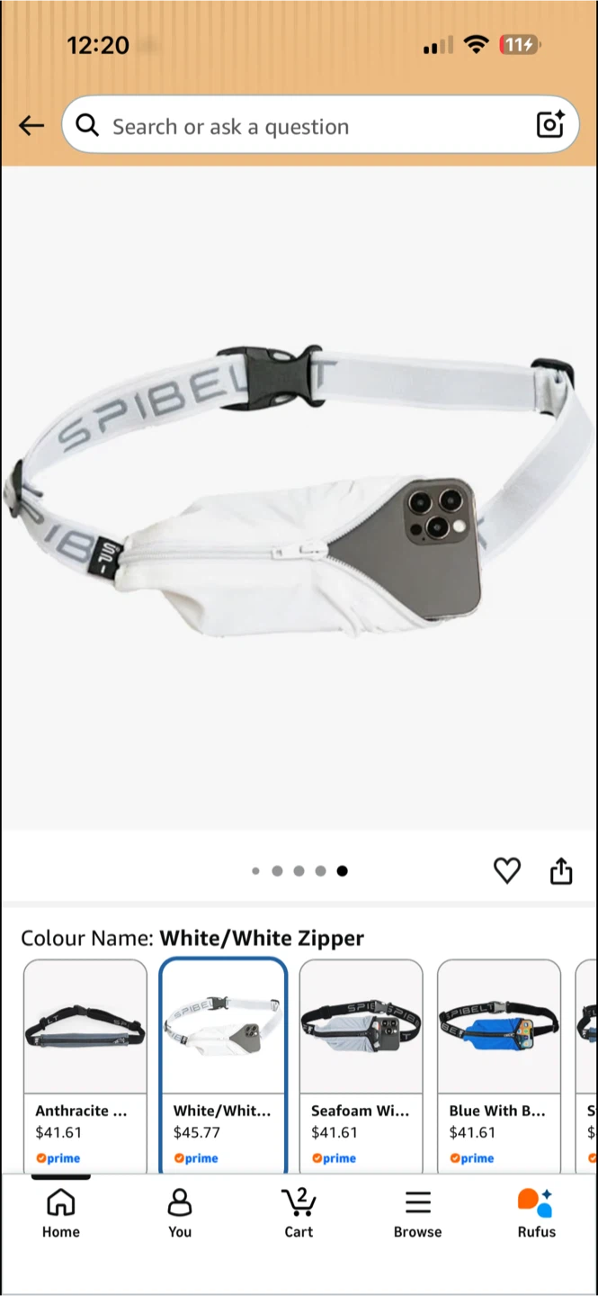 Spibelt Original Pocket Running Belt - White - photo 2