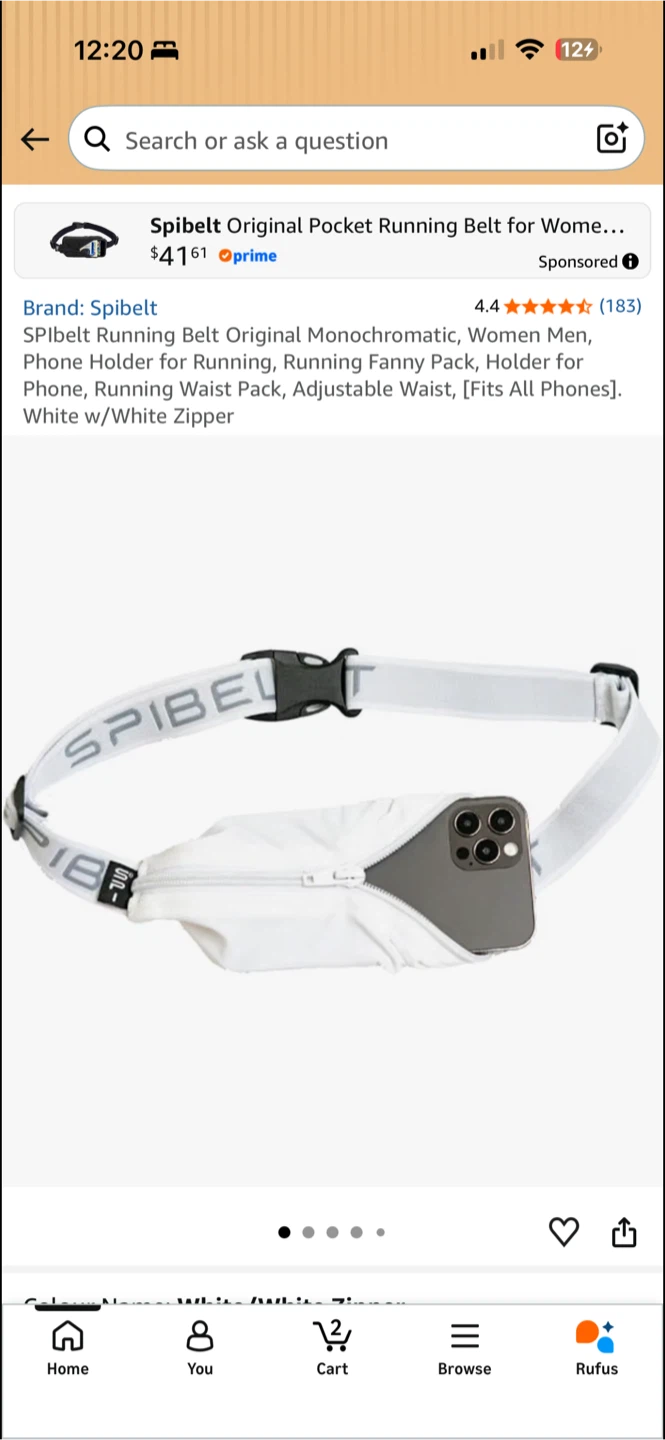 Spibelt Original Pocket Running Belt - White - photo 4