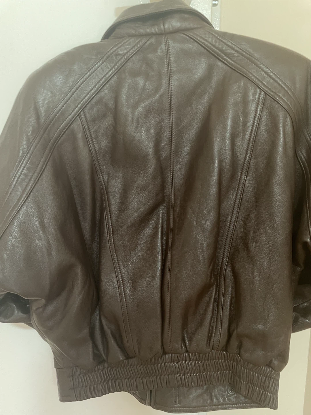 CARLUCCI Brown Leather Bomber Jacket - Size M - photo 2