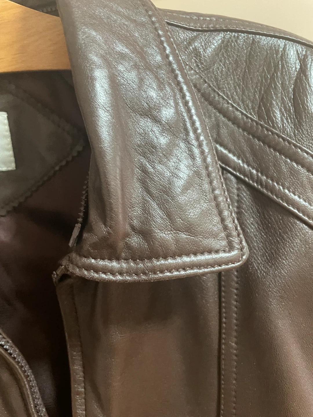 CARLUCCI Brown Leather Bomber Jacket - Size M - photo 5