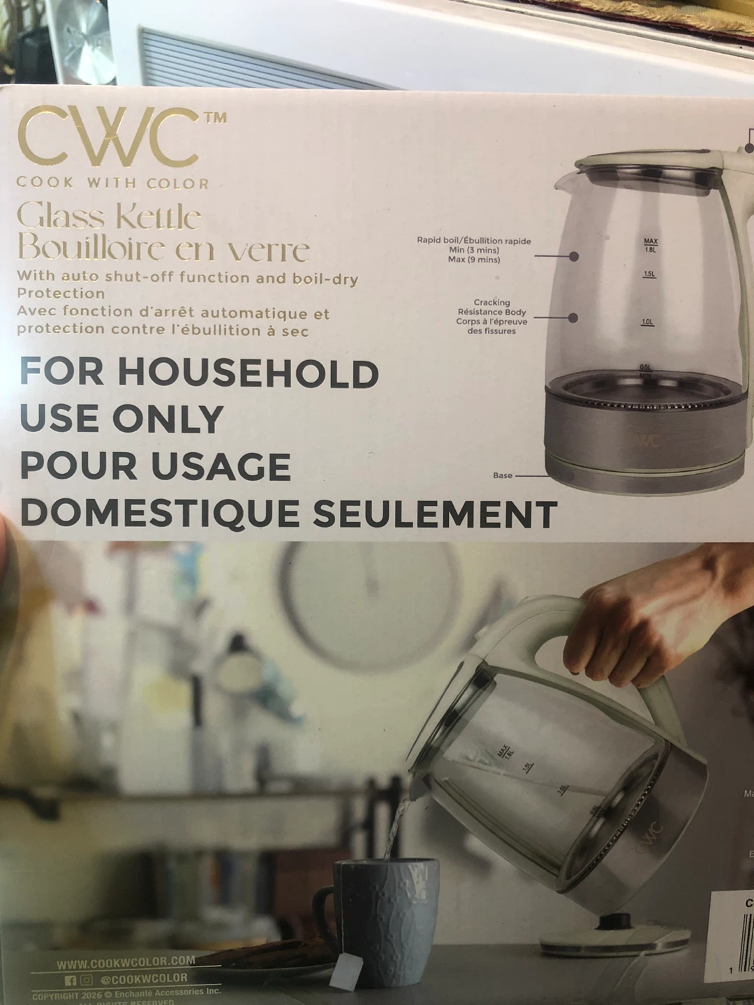 CWC White Electric Glass Kettle