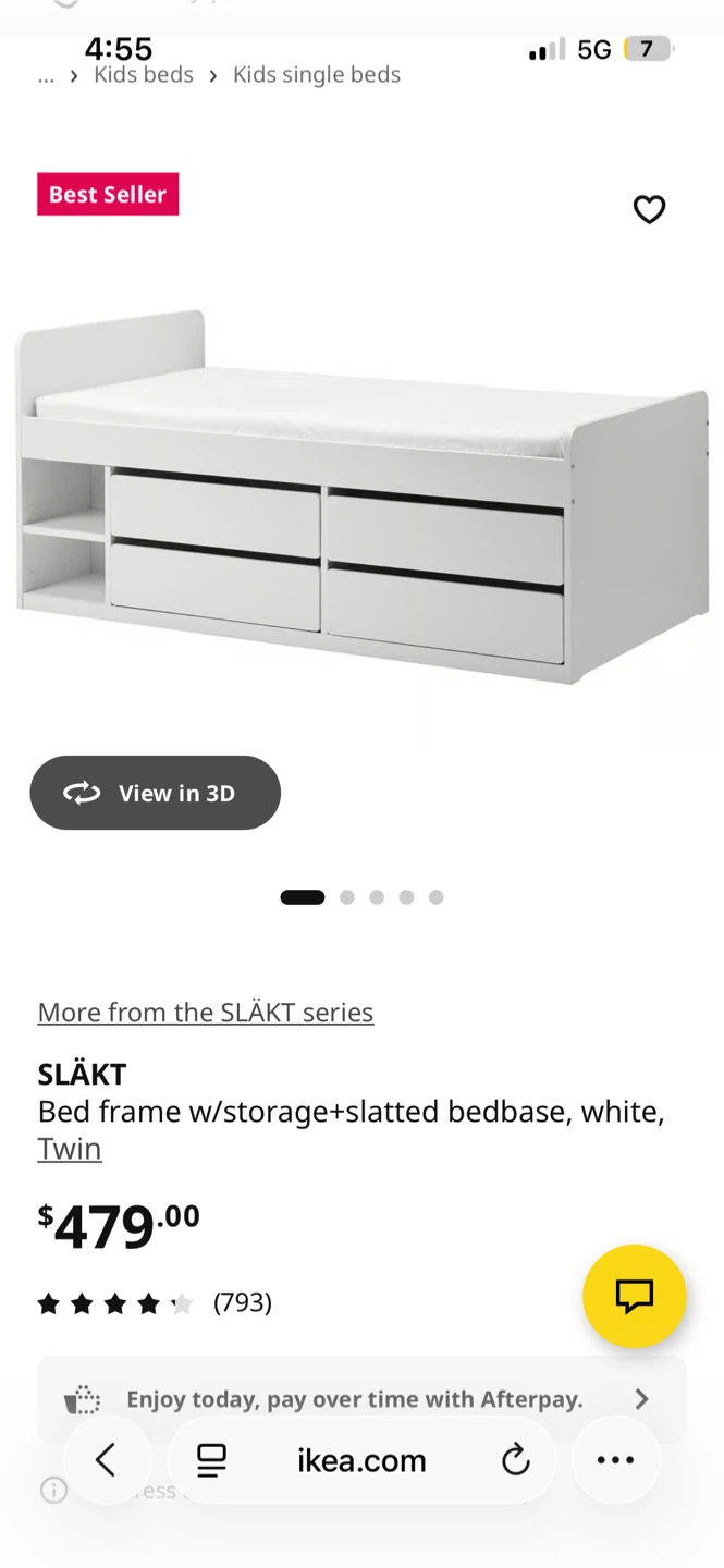 IKEA SLÄKT Bed frame with storage and mattress