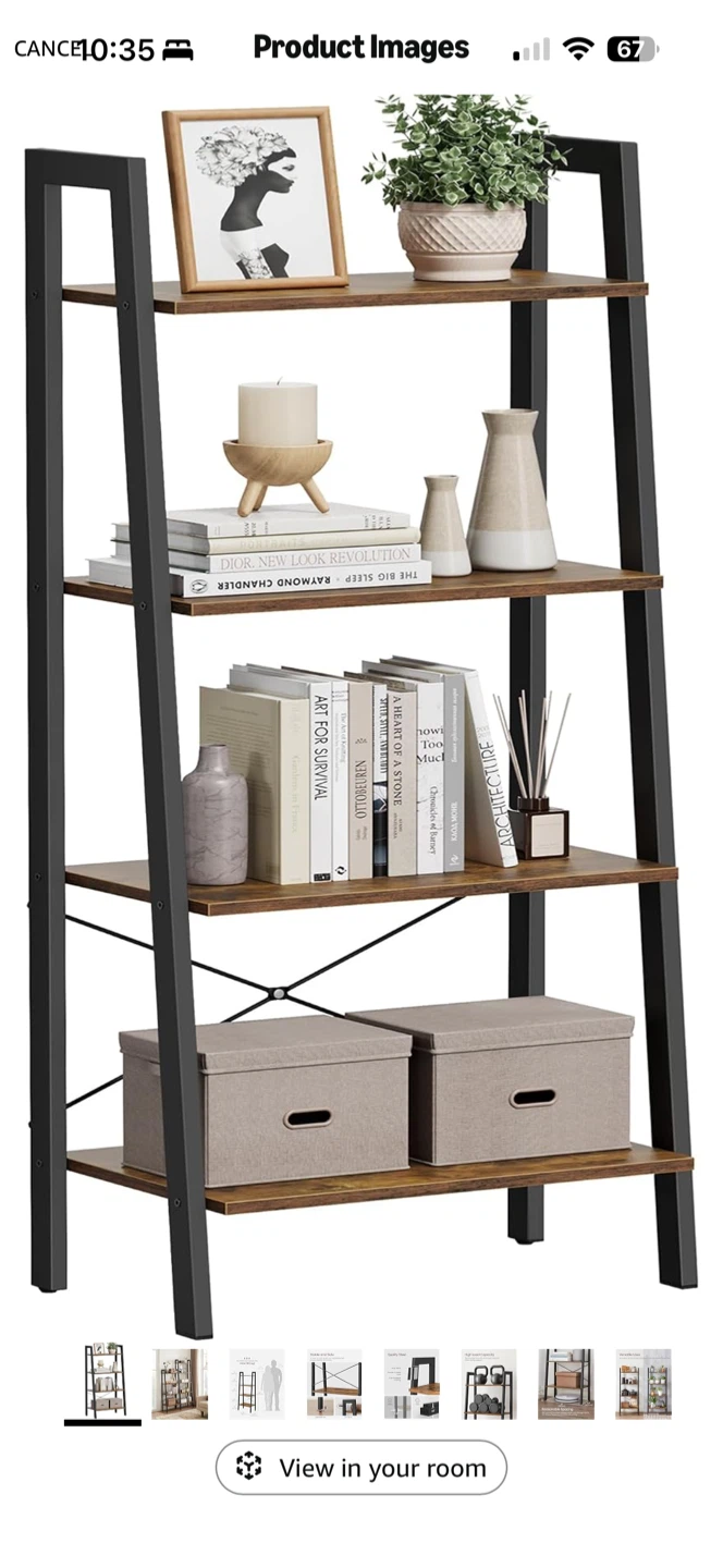 Ladder Bookshelf - Brown and Black