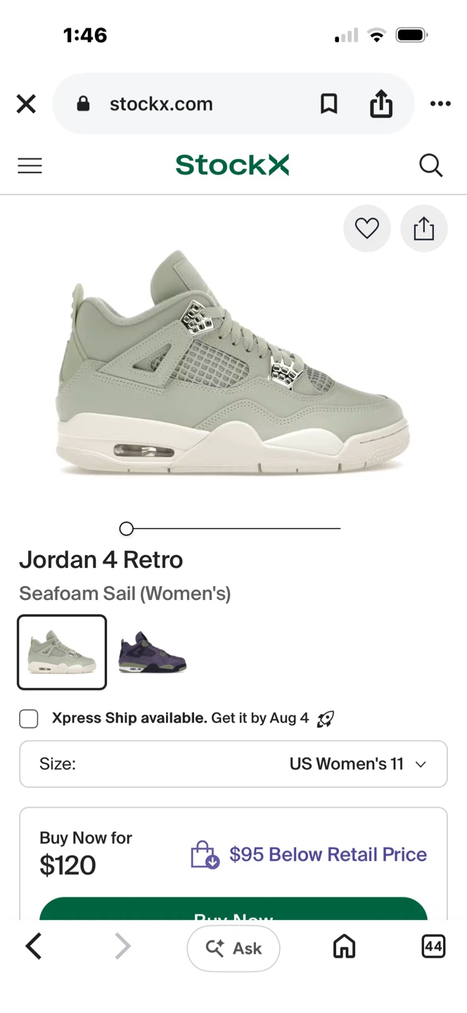 Jordan 4 Retro Seafoam Sail (Women's) US 11 - photo 3
