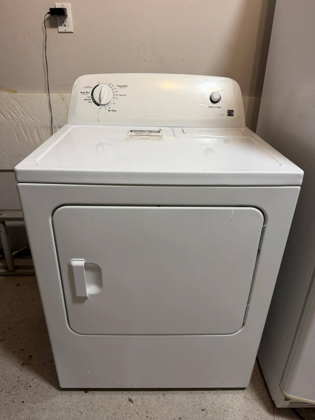 White Kenmore electric dryer