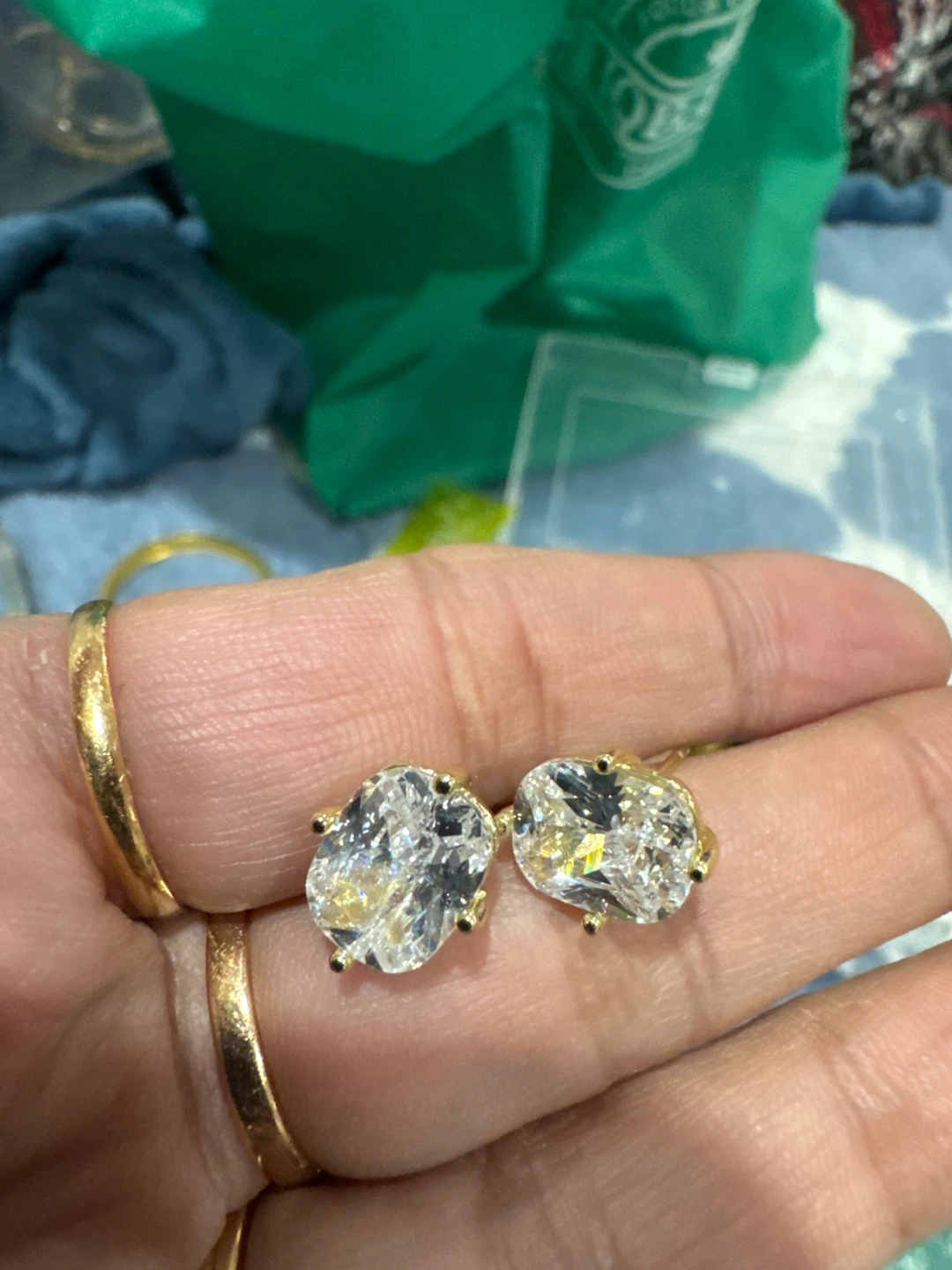 Cuz  Earrings with Clear Gems