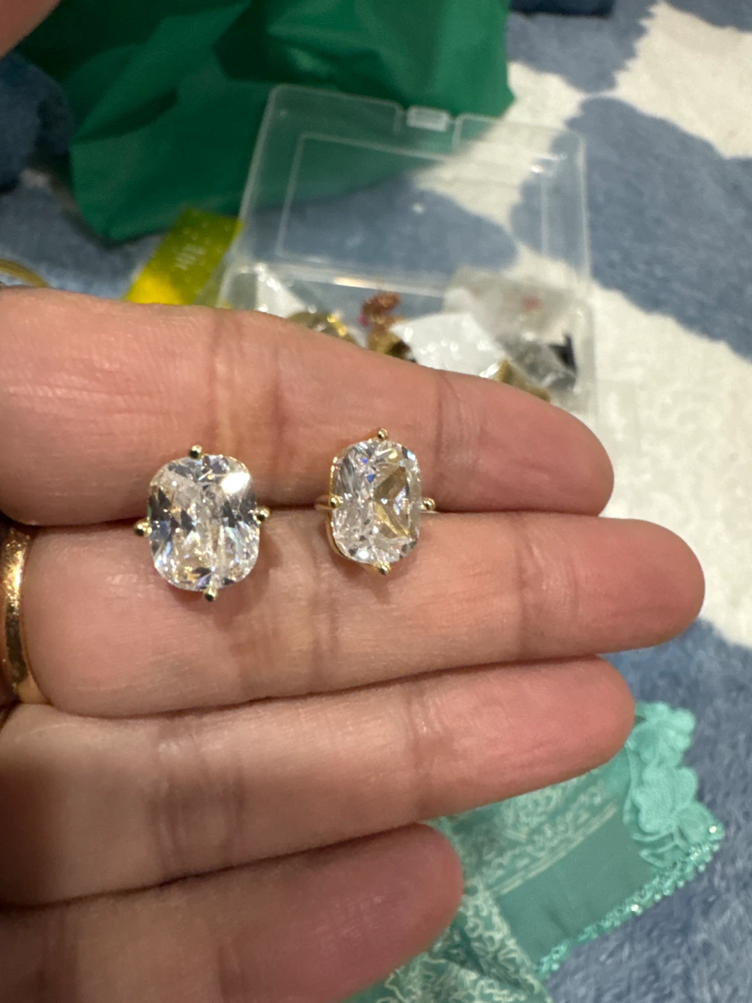 Cuz  Earrings with Clear Gems - photo 2