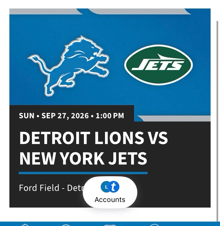 Detroit Lions vs New York Jets Ticket