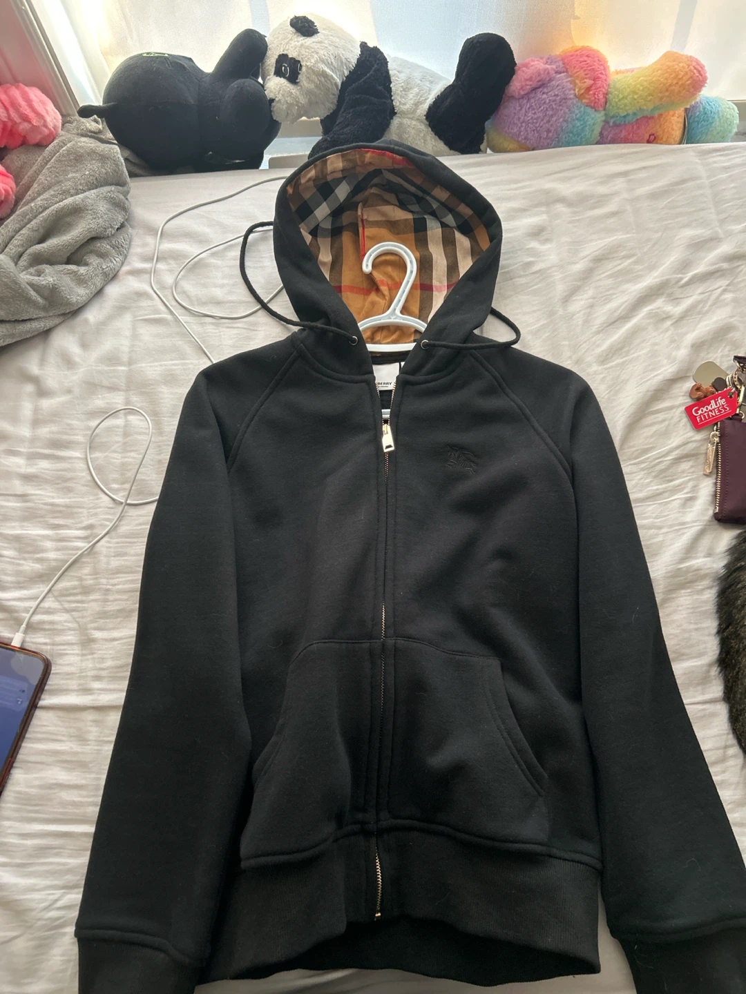 Burberry London England Black Zip-Up Hoodie