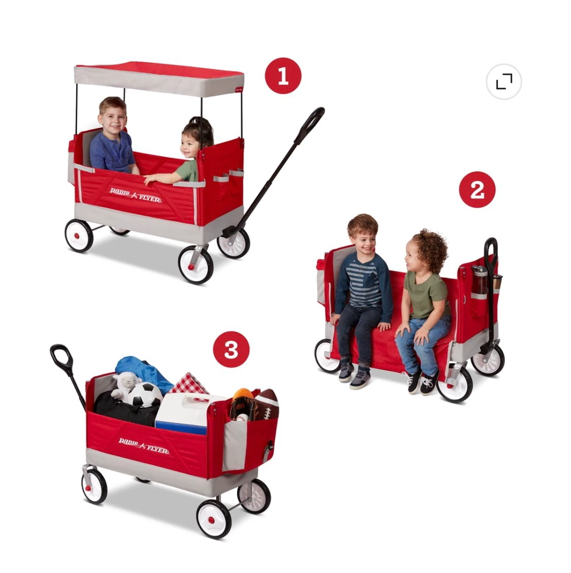 Radio Flyer, Family Wagon with Canopy, Folding Wagon, - photo 4