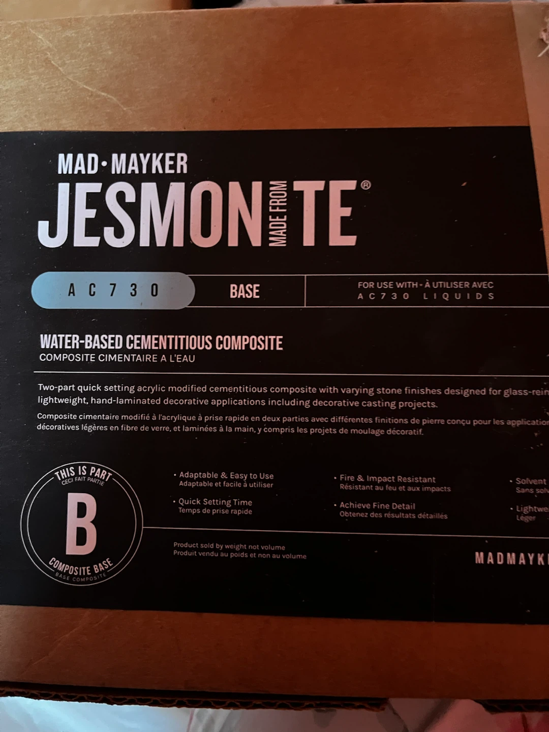 Jesmonite AC730 Liquid Composite - Silver Grey Granite - 6KG - photo 5