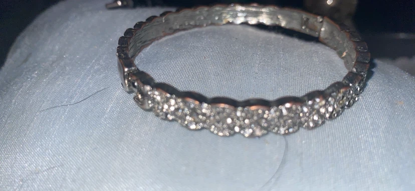 Sparkly silver-tone hinged bangle bracelet - photo 2