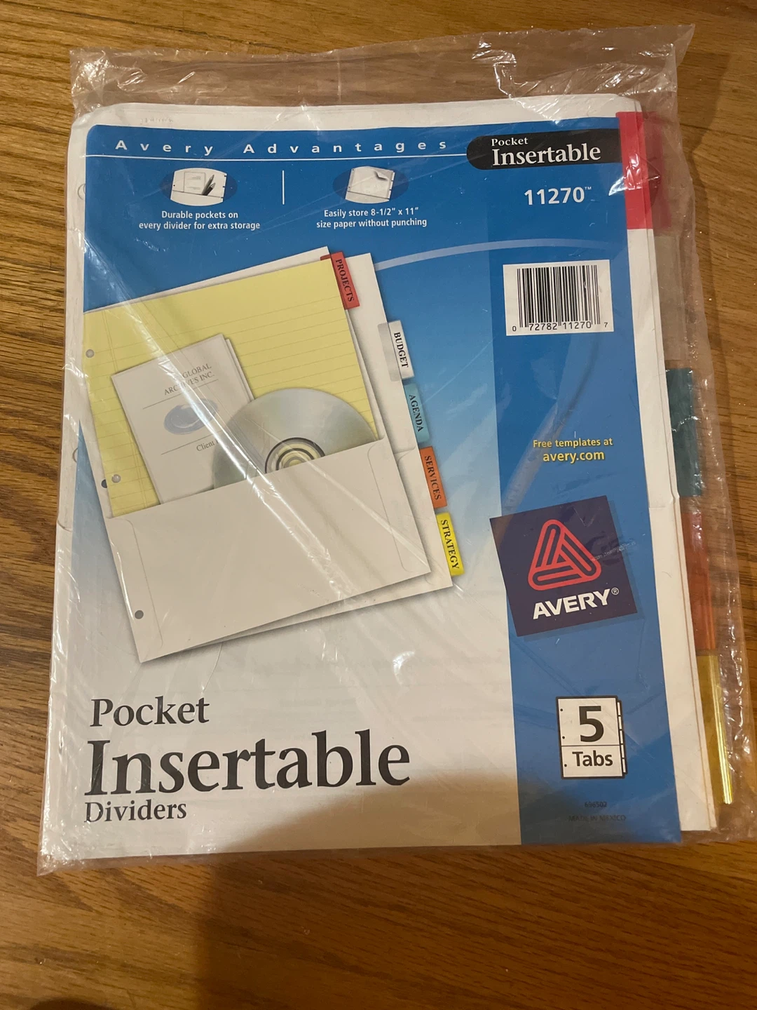 Avery Pocket Insertable Dividers 5 Tabs