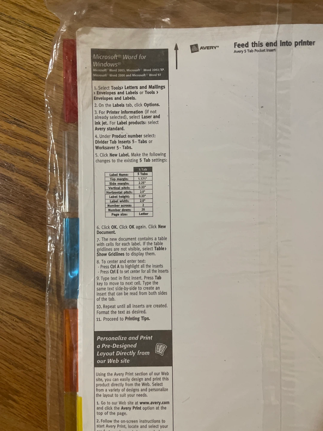 Avery Pocket Insertable Dividers 5 Tabs - photo 5