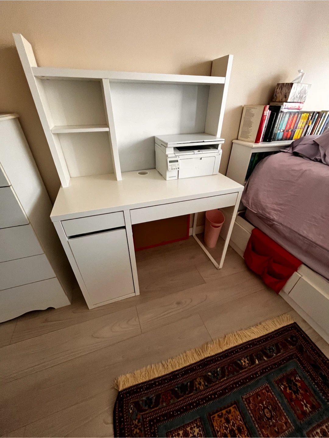 IKEA white desk MICKE with magnetic shelf unit - photo 2