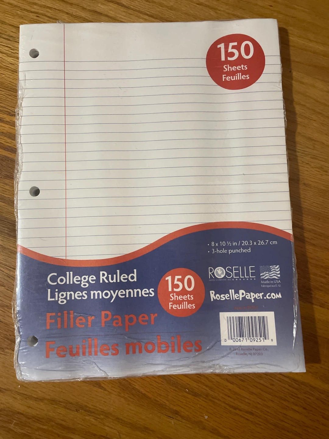 Roselle College Ruled Filler Paper - 150 Sheets
