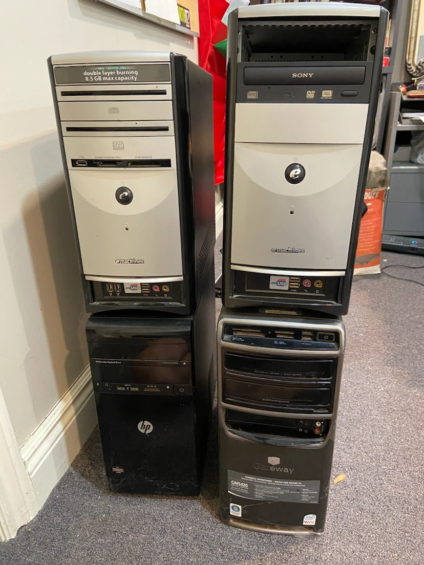 Bundle of 4 Desktop Computers - eMachines, HP, Gateway
