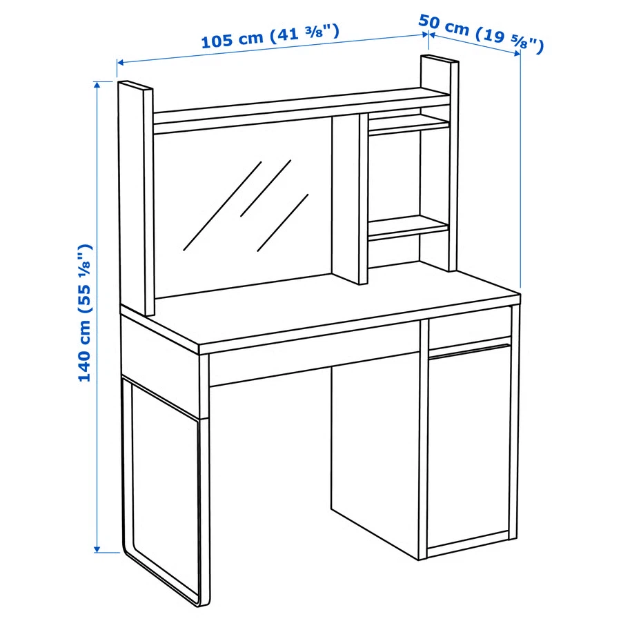 IKEA white desk MICKE with magnetic shelf unit - photo 3
