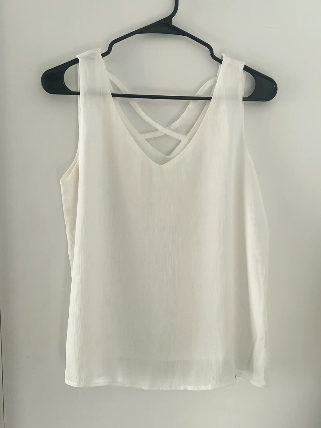 New White Tank Top with Criss-Cross Back