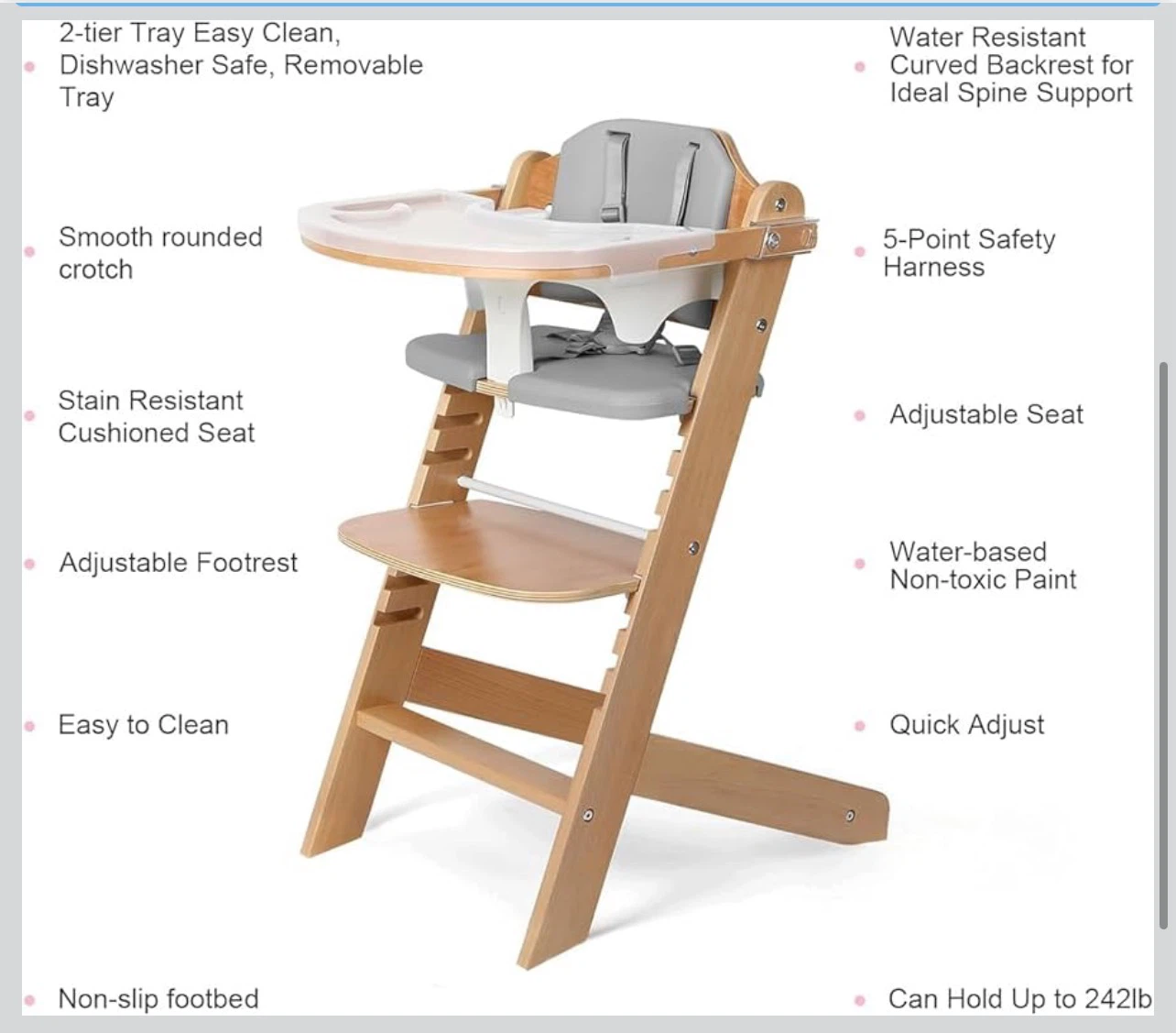 Brand new Cowiewie Wooden High Chair with Tray and Harness - photo 2