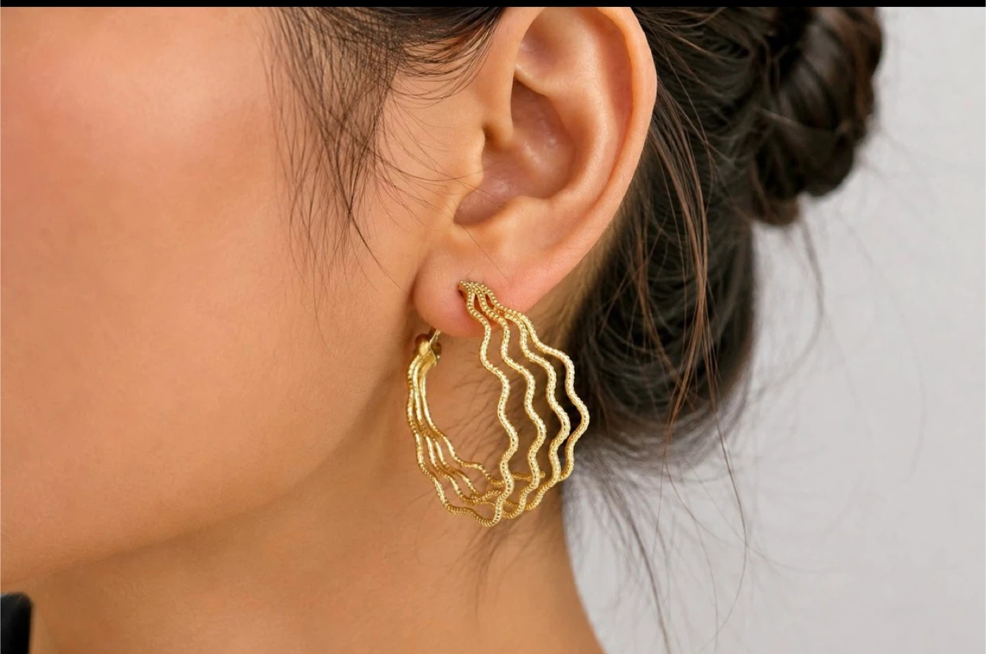 Gold Wave Hoop Earrings