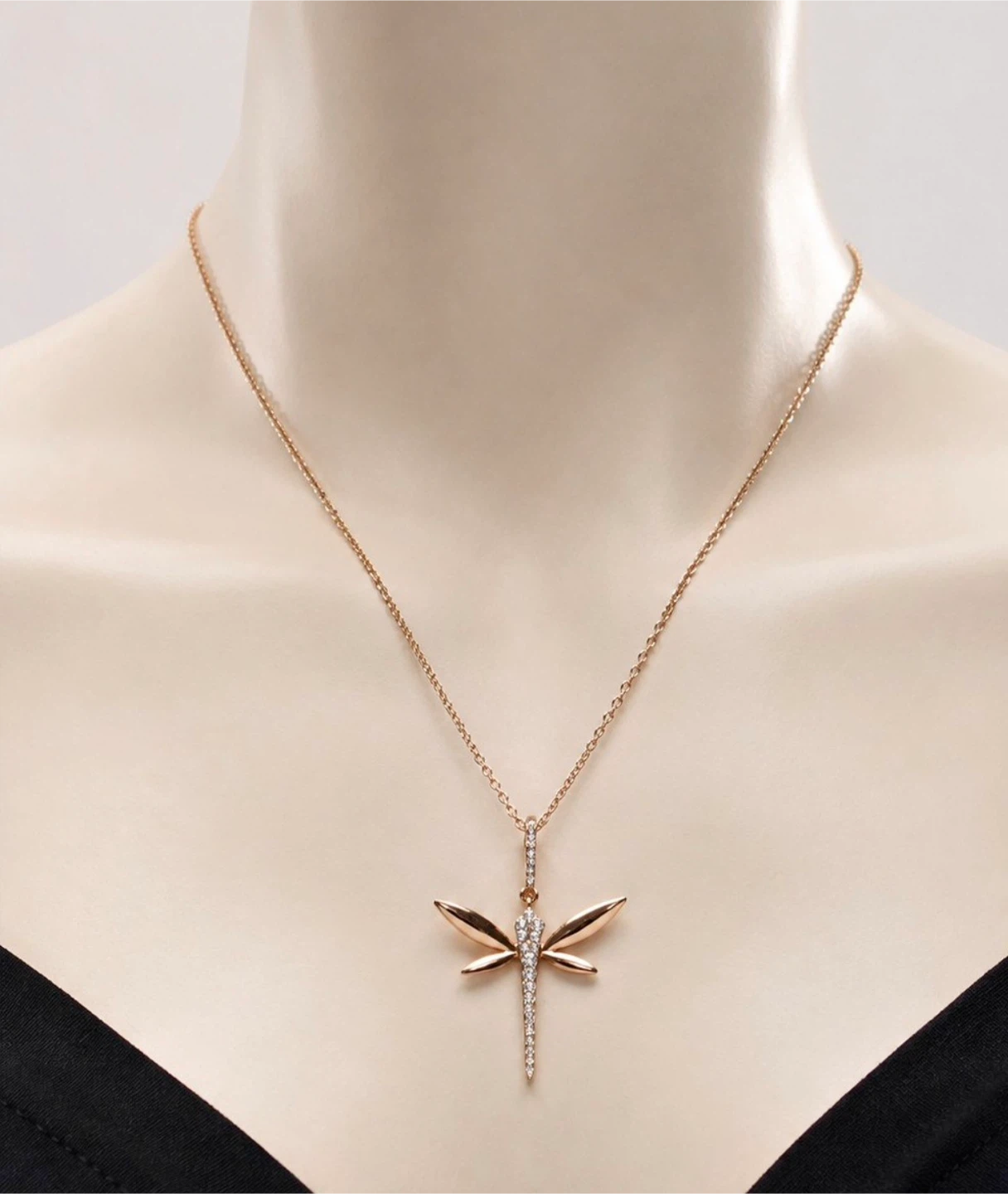 Rose Gold Pendant Necklace with Crystals