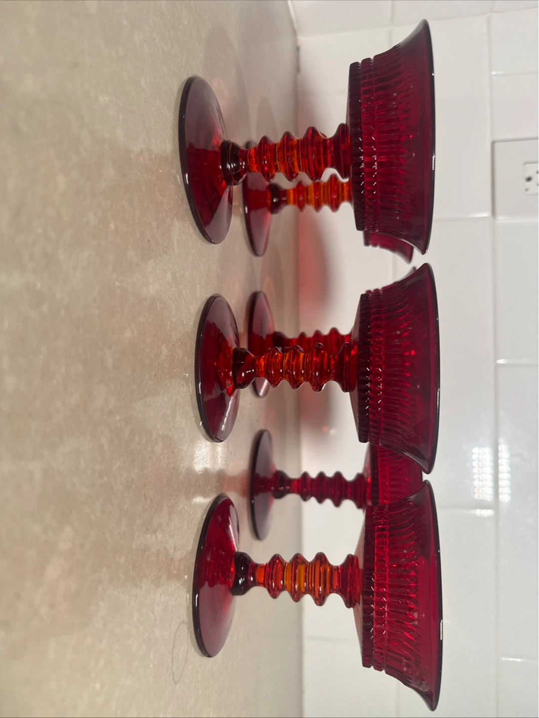 Set of 6 Ruby Red Glass Dessert Bowls - photo 3