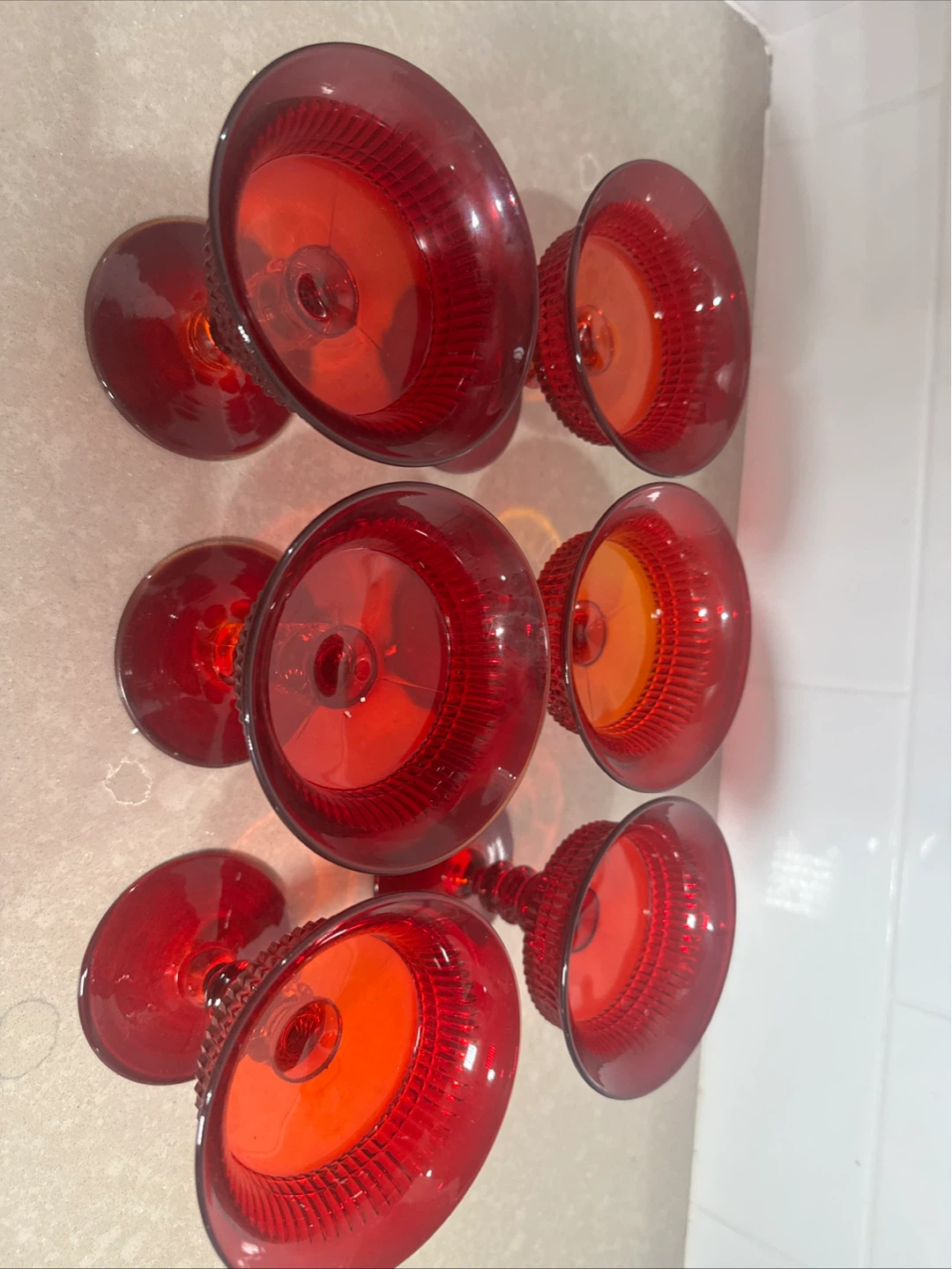 Set of 6 Ruby Red Glass Dessert Bowls - photo 2